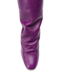 violette Leder mittelalte Stiefel von Marc Ellis