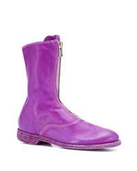 violette Leder mittelalte Stiefel von Guidi