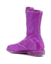 violette Leder mittelalte Stiefel von Guidi