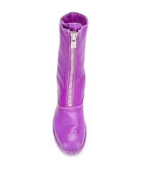 violette Leder mittelalte Stiefel von Guidi