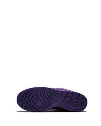 violette Leder niedrige Sneakers mit Karomuster von Nike