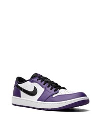 violette Leder niedrige Sneakers von Jordan