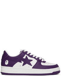 violette Leder niedrige Sneakers von BAPE