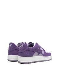 violette Leder niedrige Sneakers von A Bathing Ape