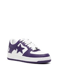 violette Leder niedrige Sneakers von A Bathing Ape