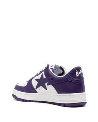 violette Leder niedrige Sneakers von A Bathing Ape