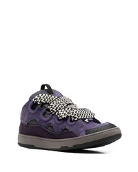 violette Leder niedrige Sneakers von Lanvin