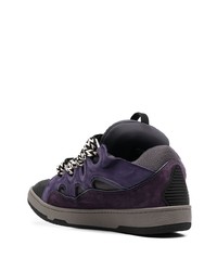 violette Leder niedrige Sneakers von Lanvin