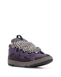 violette Leder niedrige Sneakers von Lanvin