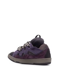 violette Leder niedrige Sneakers von Lanvin