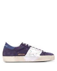 violette Leder niedrige Sneakers von Golden Goose