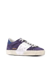 violette Leder niedrige Sneakers von Golden Goose