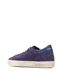 violette Leder niedrige Sneakers von Golden Goose