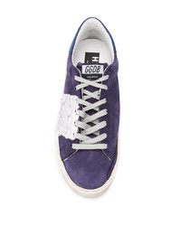 violette Leder niedrige Sneakers von Golden Goose