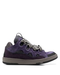 violette Leder niedrige Sneakers von Lanvin