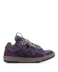 violette Leder niedrige Sneakers von Lanvin