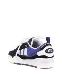 violette Leder niedrige Sneakers von adidas