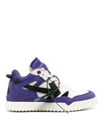 violette Leder niedrige Sneakers von Off-White