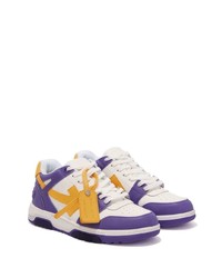 violette Leder niedrige Sneakers von Off-White