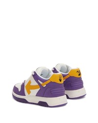 violette Leder niedrige Sneakers von Off-White