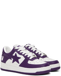 violette Leder niedrige Sneakers von BAPE