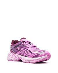 violette Leder niedrige Sneakers von Puma