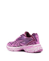 violette Leder niedrige Sneakers von Puma