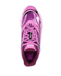 violette Leder niedrige Sneakers von Puma