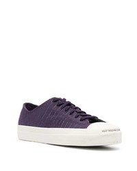 violette Leder niedrige Sneakers von Converse