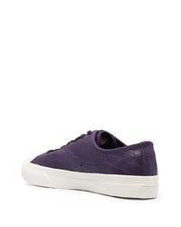 violette Leder niedrige Sneakers von Converse