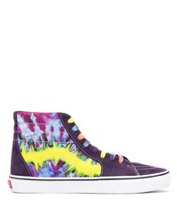 violette Mit Batikmuster hohe Sneakers aus Segeltuch