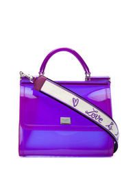 violette Satchel-Tasche aus Leder von Dolce & Gabbana