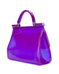 violette Satchel-Tasche aus Leder von Dolce & Gabbana