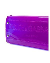 violette Satchel-Tasche aus Leder von Dolce & Gabbana