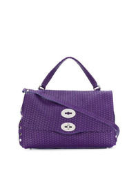 violette Satchel-Tasche aus Leder von Zanellato