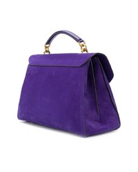 violette Satchel-Tasche aus Wildleder von Salvatore Ferragamo