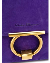 violette Satchel-Tasche aus Wildleder von Salvatore Ferragamo