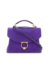 violette Satchel-Tasche aus Wildleder von Salvatore Ferragamo