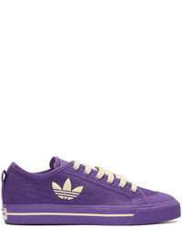 violette Segeltuch niedrige Sneakers