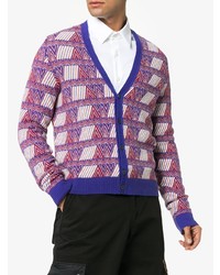 violette Strickjacke mit geometrischem Muster von Prada