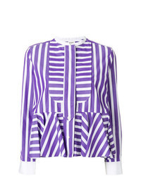 violette vertikal gestreifte Bluse mit Knöpfen