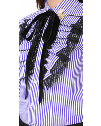 violette vertikal gestreifte Bluse von Marc Jacobs