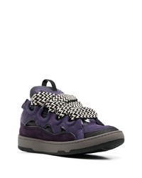 violette Wildleder niedrige Sneakers von Lanvin