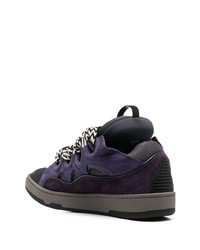 violette Wildleder niedrige Sneakers von Lanvin