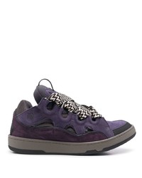 violette Wildleder niedrige Sneakers von Lanvin