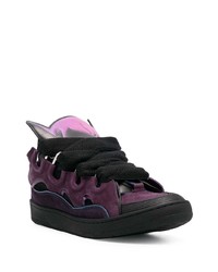 violette Wildleder niedrige Sneakers von Lanvin