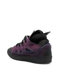 violette Wildleder niedrige Sneakers von Lanvin