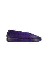 violette Wildleder Slipper