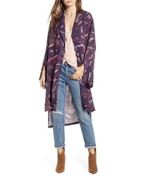 violetter bedruckter leichter Kimono
