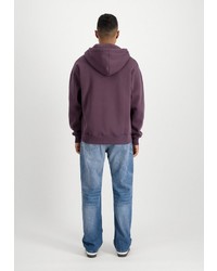 violetter bedruckter Pullover mit einem Kapuze von Alpha Industries